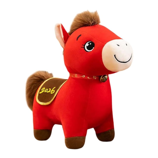 Encanto cultural: La mascota del Año del Caballo 2026 está diseñada en un estilo tradicional chino, con sillas de montar bordadas y crines de hilo dorado, que encarnan el estilo de las pinturas de cab