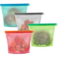 thumbnail image 1 of Platinum Food Grade Silicone Reusable Bags, Eco Friendly, Multi Use, Leak Proof Vacuum Seal, Dishwasher Safe For Kitchen, Freezer, Travel (Four Different Colors), 1 of 7