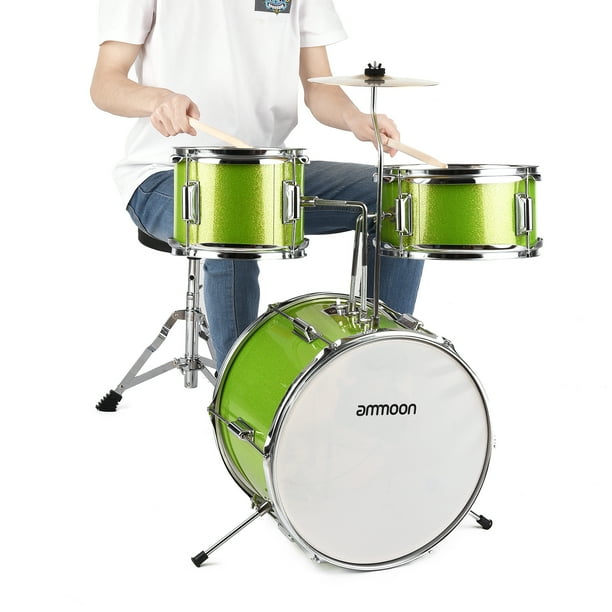 ammoon 14 inch 3 Piece Kids Drum Set with Adjustable Throne Cymbal