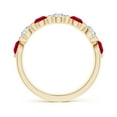 thumbnail image 2 of ANGARA Natural Floating 1 ct Ruby and Diamond Semi Eternity Wedding Ring in 14K Yellow Gold for Women (Size-3.6mm) | July Birthstone, Birthday, Anniversary, Jewelry Gift for Women | Natural Ruby Ring, 2 of 9