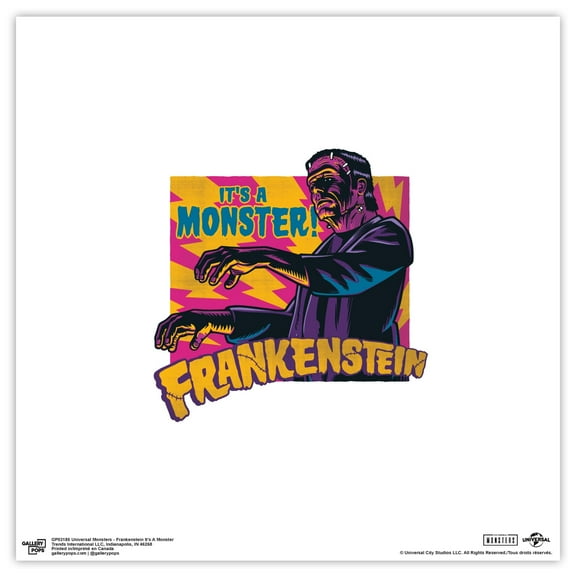 Gallery Pops Universal Monsters - Frankenstein It's A Monster Wall Art, Unframed Version, 12" x 12"