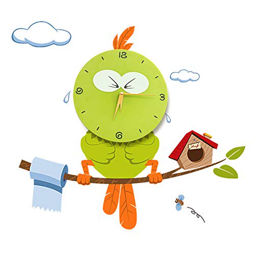 Wall Clocks 3d Creative Decoration Art Clock Diy Wall Clock Peel And Stick Wall Clock With Cute And Funny Design For Kids Room Nursery Home Decor Wonderful School Day Gift Bird Walmart Com