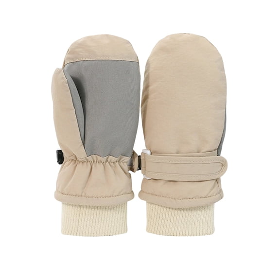 Fgnfyis Kids Ski Gloves Toddler Mittens Skiing Baby Waterproof Lined Thickened Anti Girls Boys Khaki_003 M