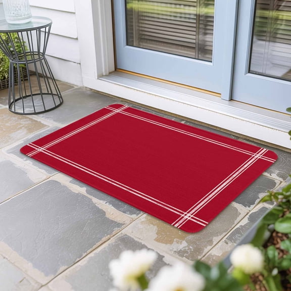 Pure Red Door Mat Indoor Outdoor, Simple Solid Color Non Slip Welcome Mat with Rubber Backing, Absorbent Fabric Front Door Mats Entryway Rug for Home Patio Entrance 20"x31.5"