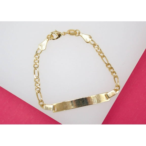 Gold Filled Dainty Curved Plate Kid Curb Chain Bracelet