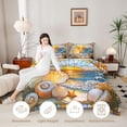 thumbnail image 4 of Manfei Stained Glass Sunset Beach Seashell Starfish Queen Comforter Set for Kids Boys and Girls, Coastal Art Print Bedding Comforter Set, Stars Reversible 3pcs, 1 Comforter and 2 Pillowcases, 4 of 6