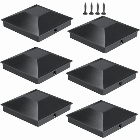 (3.5Inx3.5In)Wood Fence Post Caps,Waterproof Uv-Proof,Keep Post From Cracking and Rotting for Post Caps Cover 6Pcs