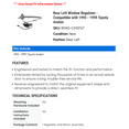 thumbnail image 2 of Rear Left Window Regulator - Compatible with 1995 - 1999 Toyota Avalon - Dorman, 2 of 2