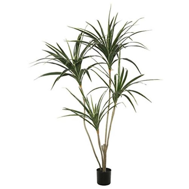 Vickerman 4.5' Potted Artificial Yellow Edge Green Yucca Features 4 Heads with 90 Leaves