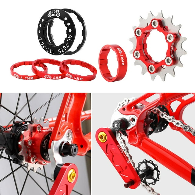Bike Freewheel Sprocket Set Stainless Steel Cog Fixed Accessory Conversion Adapter Sprocket for Replacement Road Bike Cassette Hubs - Red