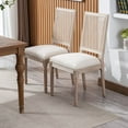 thumbnail image 3 of Sumdeal French Country Dining Chairs Set of 8, Farmhouse Dining Chairs with Square Backrest, Upholstered Rattan Dining Chair with Solid Wood Leg for Dining Room Bedroom Kitchen Restaurant, 3 of 7