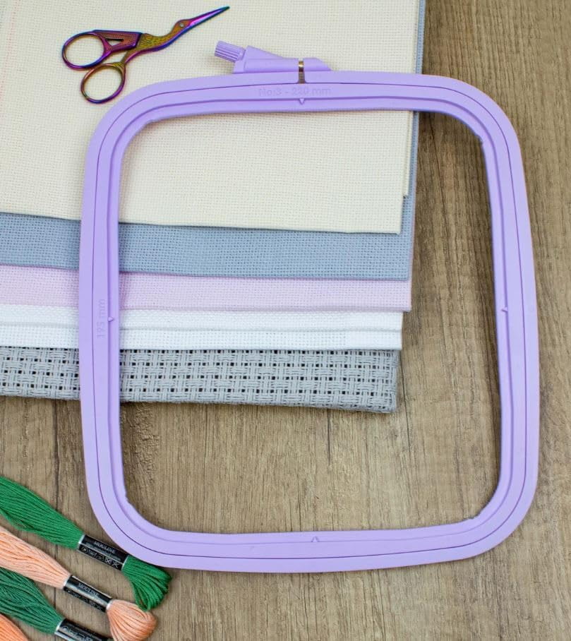 Nurge 4-Piece Square Embroidery Hoop Set, ABS Plastic, Multi-Size, Lilac