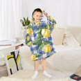 thumbnail image 6 of FORMRS Wearable Blanket Hoodie with Sleeves for Kids Cozy Flannel Sweatshirt, Blue Plaid Lemon, 6 of 7