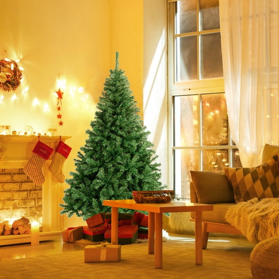 Gymax 6' Christmas Tree 1000 Tips Premium Hinged Artificial PVC Holiday Decor