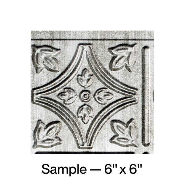 FASÄDE Traditional Style/Pattern 1 Decorative Vinyl Backsplash Panel in Crosshatch Silver (6X6 Inch Sample)