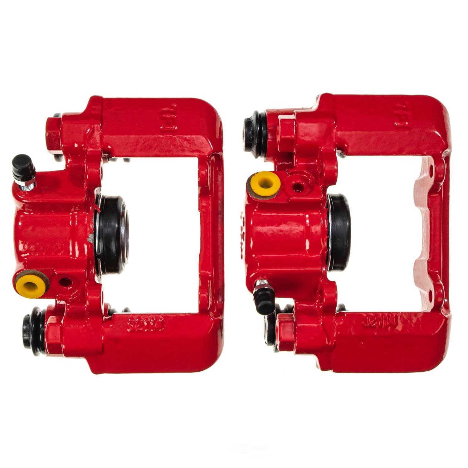PowerStop S2970 Powder Coated Brake Caliper Pair - Rear Red