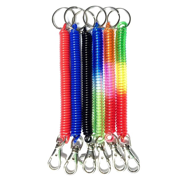 Paquete de 6 llaveros de seguridad con cordón elástico, flexibles, coloridos, a prueba de robos, con clip, color aleatorio