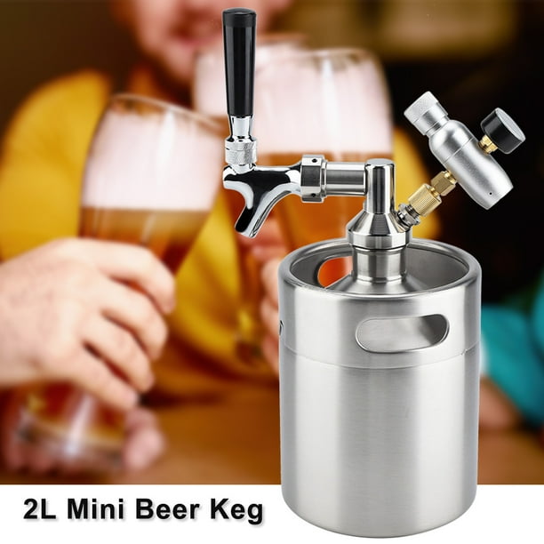 LYUMO 2L Mini Stainless Steel Keg with Faucet Pressurized Home Brewing
