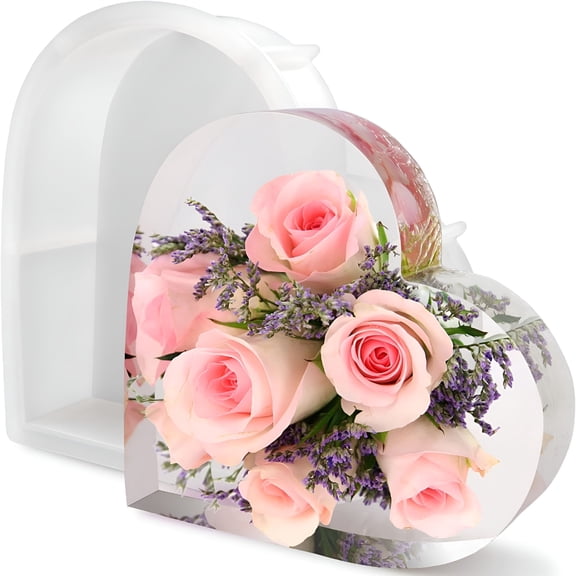 ACDANC Large Silicone Molds for Resin,8.3Inch Large Heart Resin Mold,Deep Heart Mold for Flower Preservation Bookend Epoxy Resin Casting DIY Wedding Home Decor