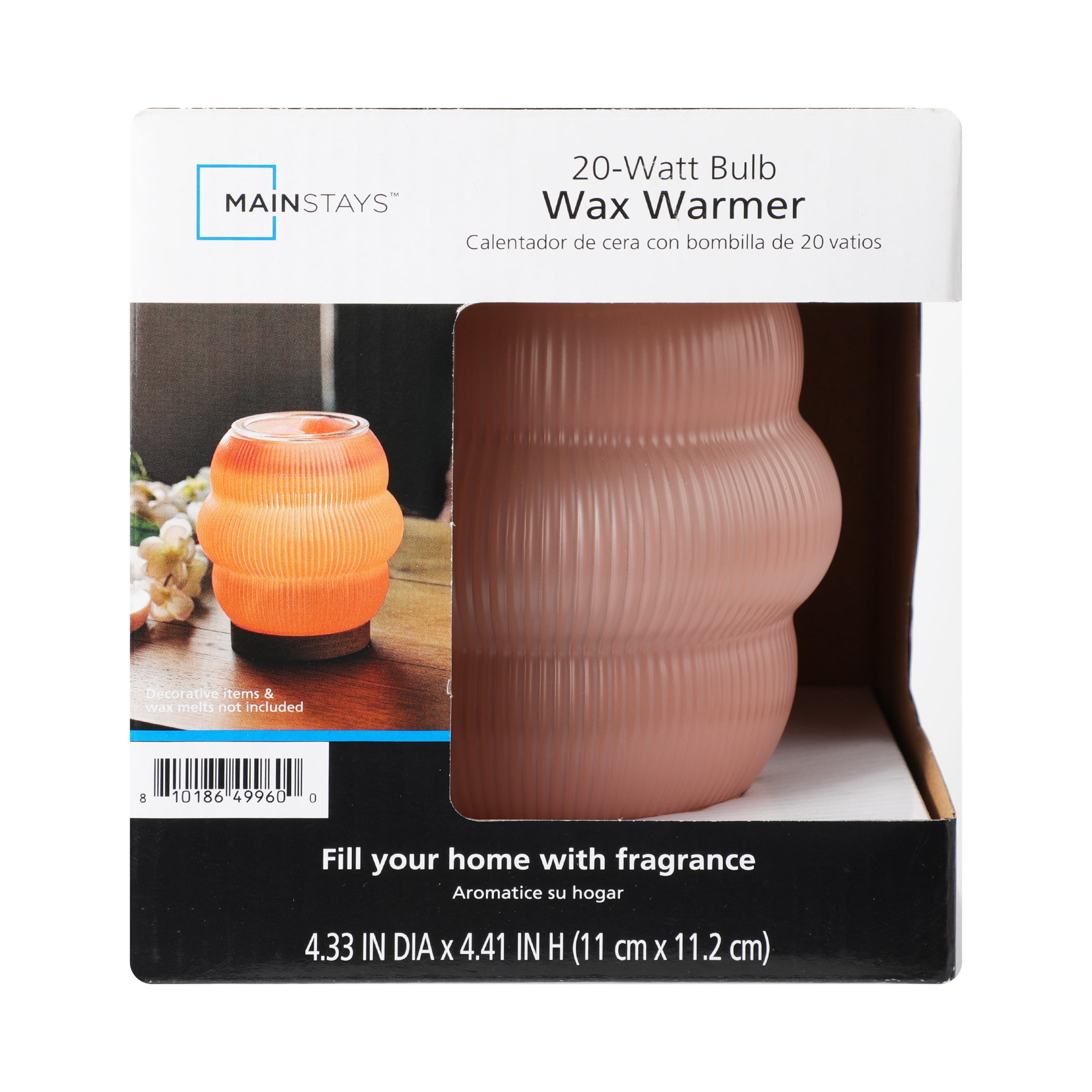 Mainstays Sculpted Glass Electric Plug-in Wax Melt Warmer, Scent Warmer, Pink Blush