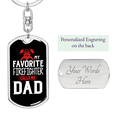 thumbnail image 2 of My Favorite Firefighter Son Stainless Steel or 18k Gold Premium Swivel Dog Tag Keychain, 2 of 10