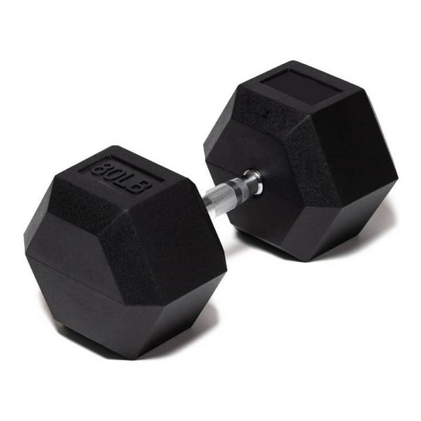 Mancuerna Hexagonal 80 Lb con Revestimiento en Goma MDFitness Pesa, Dumbbell MDFitness Hexagonal Recubierta
