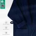 thumbnail image 4 of 100% Cotton Turkish Bathrobes, Soft Absorbent Lightweight Men Robes, Medium, Navy Blue, 4 of 9