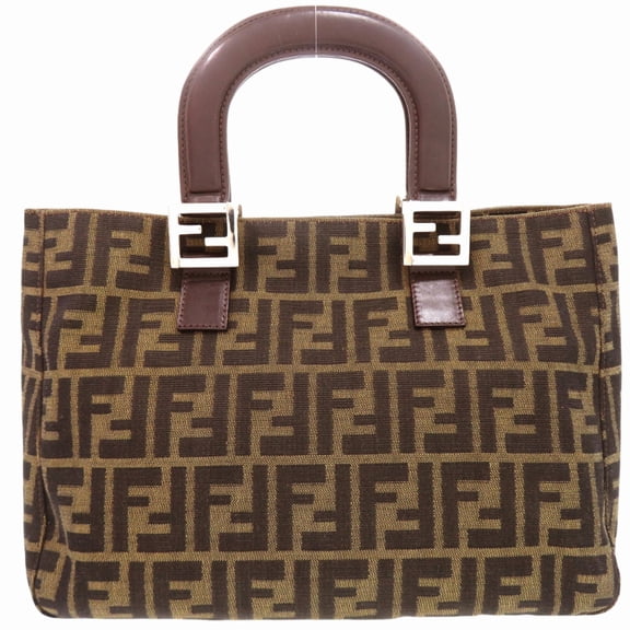 Pre-Owned Fendi Zucca 26329 Leather Canvas Brown Handbag 0866FENDI