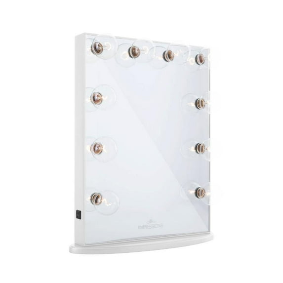 IMPRESSIONS Hollywood Glow Vanity Mirror with 10 Clear LED Bulbs, Vanity Dressing Mirror with Standing Base and Power Outlet
