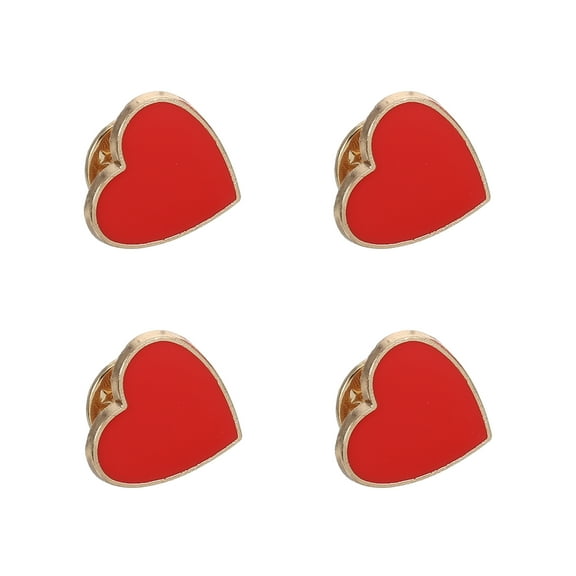 FRCOLOR Valentines Day Jewelry Heart Brooch For Women Fashion Red Alloy 4Pcs