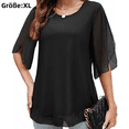 thumbnail image 2 of Women's Ruffle 3/4 Sleeve Mesh Blouses Loose Flowy Tops Stretch Shirts, 2 of 5