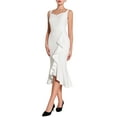 thumbnail image 1 of Vestido Midi de Cola de Pez sin Mangas con Escote Corazón Elegante y Volantes para Mujeres Chic en Beige y Blanco, 1 of 5