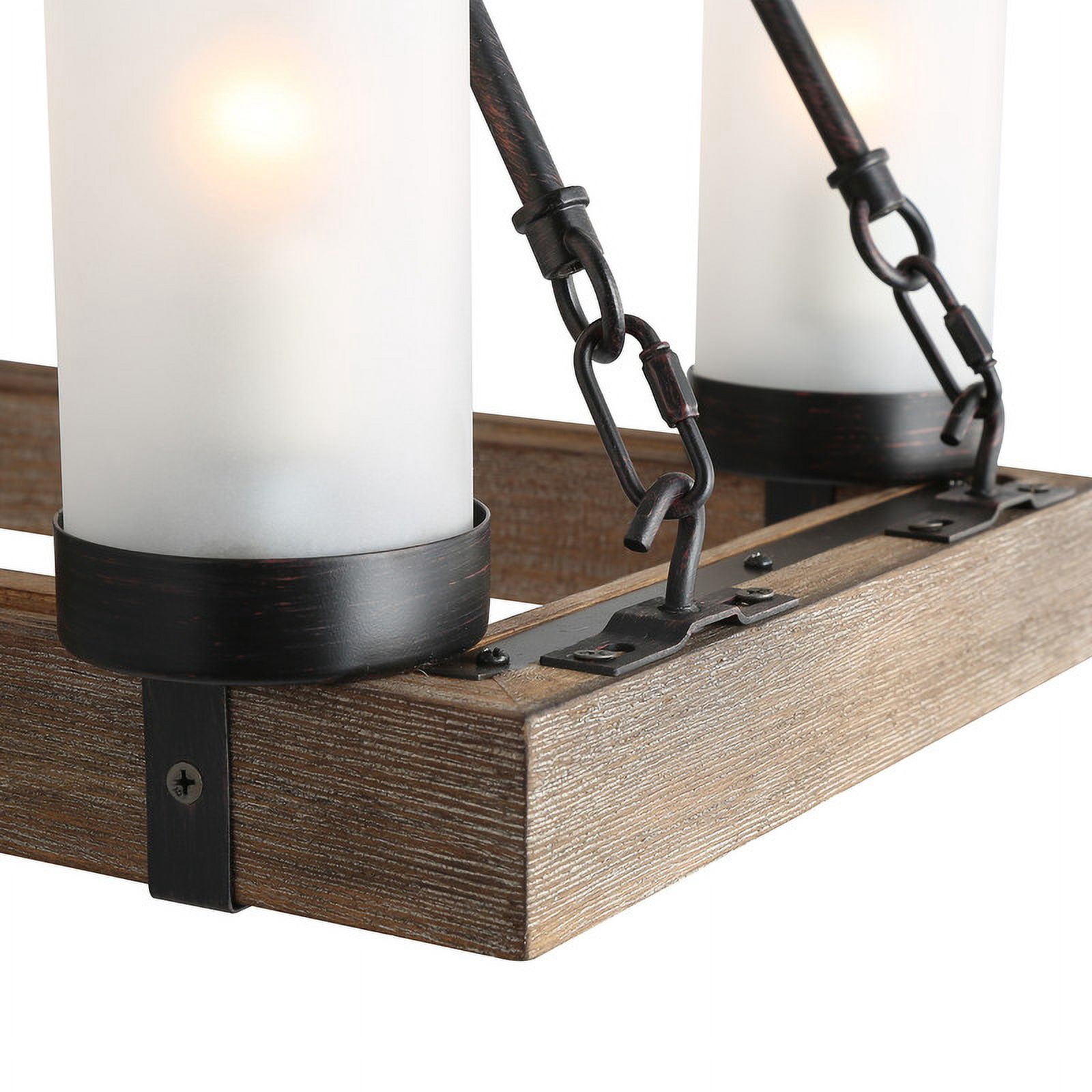 LNC 30-in Farmhouse Wood & Iron 8-Light Linear Chandelier for Kitchen Island & Dining