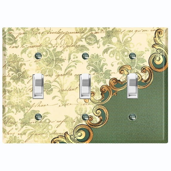 Metal Light Switch Plate Cover Green Floral Damask Frame Honeycomb Trim DAM055