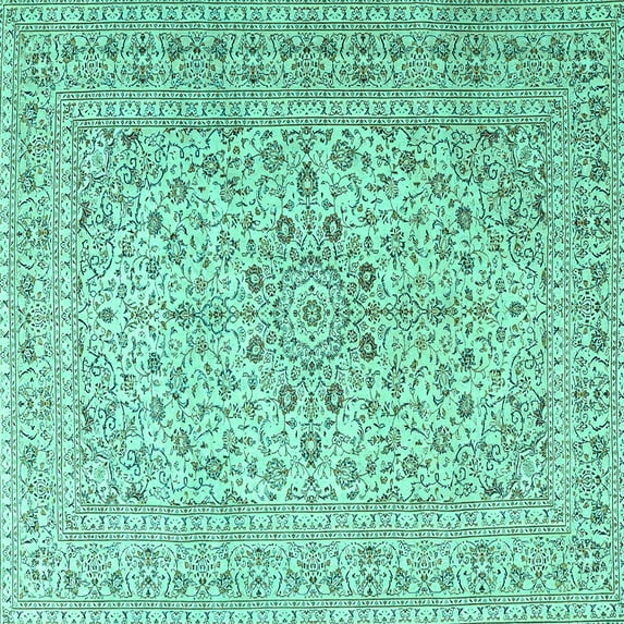 Ahgly Company Indoor Square Persian Turquoise Blue Traditional Area Rugs, 6' Square