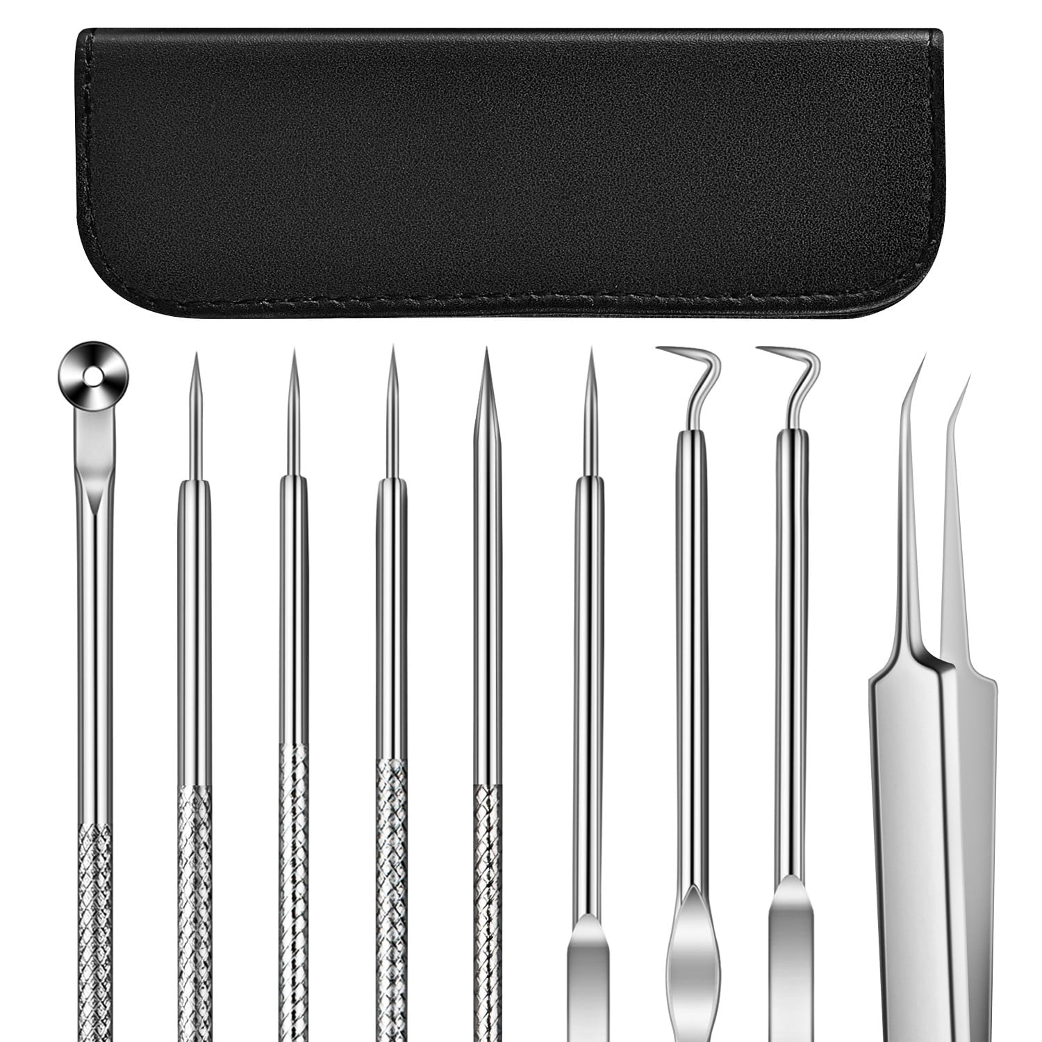 Elegant Choise Blackhead Remover Kit Stainless Steel Comedones Extractor Acne Removal Tools for Nose Face, Silver