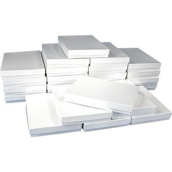 25 White Swirl Cotton Boxes Necklace Jewelry Gift Box Displays 7 1/8"