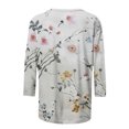 thumbnail image 5 of Patlollav Womens T-Shirts Fashion Print Mid-Length 3/4 Sleeve Blouse Round Neck Casual Tops on Ladies, 5 of 7