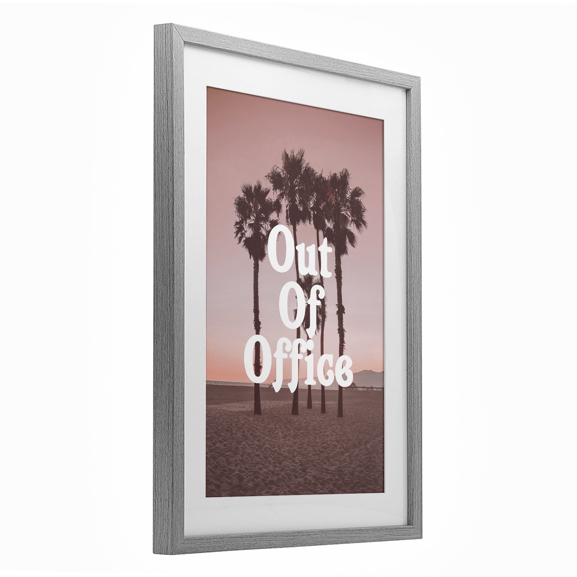 Stupell Industries Out Of Office Tropical Escape Gray Framed Print Under Glass, design by Lil' Rue