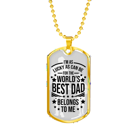 World's Best Dad Father Gift Necklace Stainless Steel or 18k Gold Military Dog Tag 24