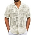 thumbnail image 2 of Under 10 dollars! Shirts for Men Sheer Mesh Short Sleeve Button Down Fashion Shirts Lace Tee Breathable Undershirts Party Shirts, 2 of 6