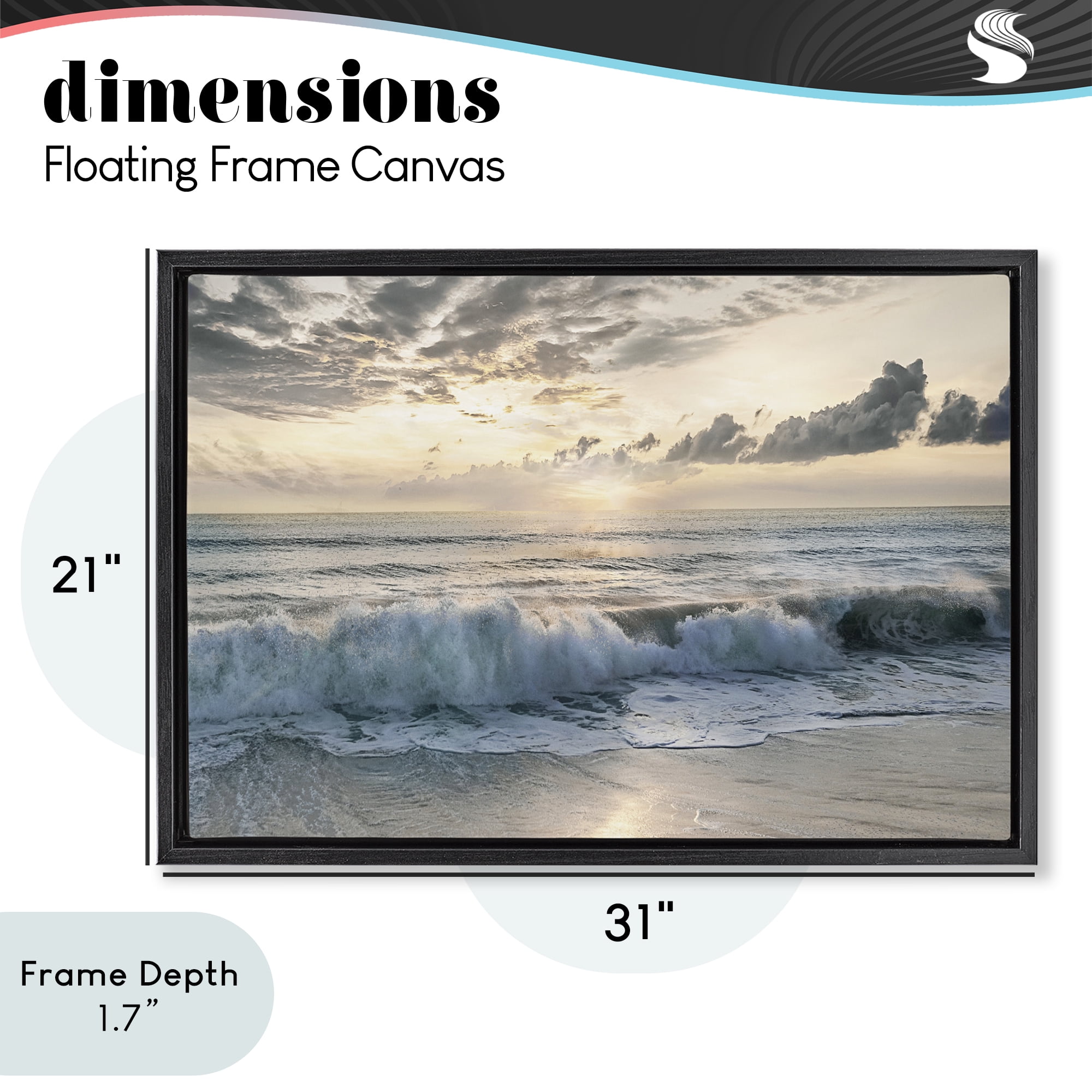 Stupell Industries Sunset Foam Along Shoreline Black Framed Floater Canvas Wall Art, design by Mike Calascibetta