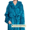 thumbnail image 3 of PAVILIA Women Hooded Plush Soft Robe | Fluffy Warm Fleece Sherpa Shaggy Bathrobe (S/M, Turquoise Blue), 3 of 7