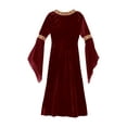 thumbnail image 6 of vastwit Kids Girls Renaissance Vintage Dress Gothic Medieval Costume Maxi Dresses Halloween Fancy Burgundy 14, 6 of 7