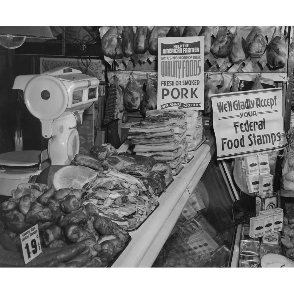 Food Market Display Food Stamps Made Available To Americans On Relief From 1939 To