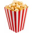 thumbnail image 1 of Boîtes à Popcorn en Papier Support de Sacs à Popcorn Blanc Rouge Rayé Lot de 60, 1 of 6
