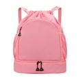 thumbnail image 1 of Mochila deportiva con cordón para exteriores, bolsa de separación de humedad y sequedad con compartimento para zapatos, bolsa de gimnasio para mujeres Rosa, 1 of 8