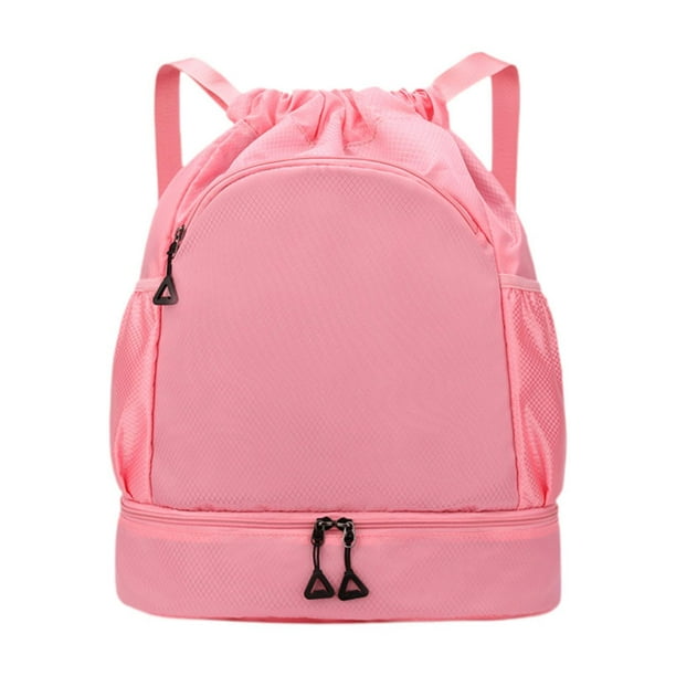 Mochila deportiva con cordón, mochila portátil de regalo para entrenamiento de fútbol y baloncesto. Rosa