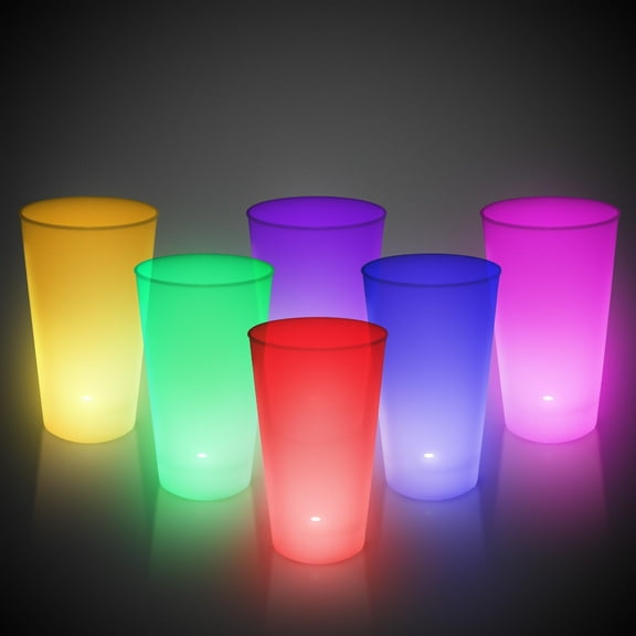 Windy City Novelties LED Light Up Party Cups (6 Pack) – Flashing Multicolor 16oz Cups
