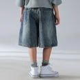 thumbnail image 4 of Boys Denim Shorts Casual Loose Elastic Waist Summer Trousers Short Boys Summer Clothes Toddler Boys Shorts Size 3-4 Years, 4 of 6